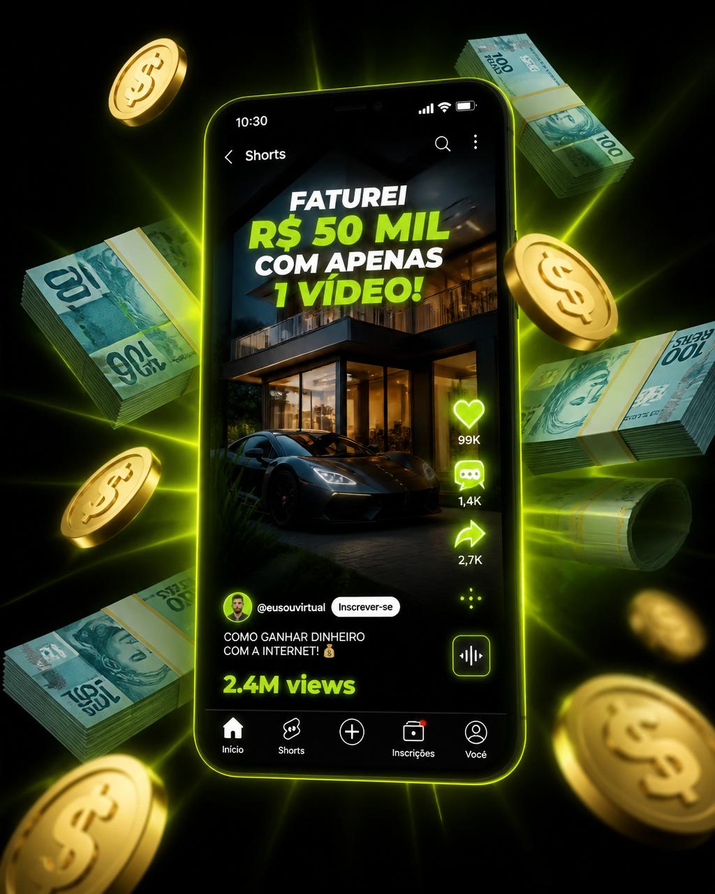 Short viralizando com 2.4M de visualizações e faturamento de R$ 50 mil